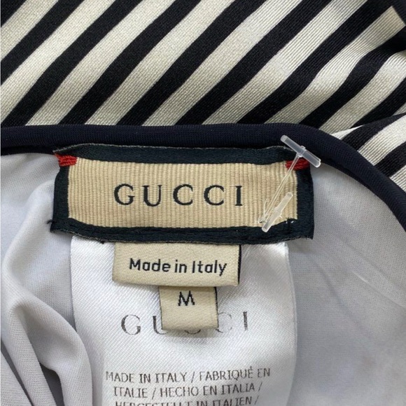 Striped silver shimmer and white Gucci Swimsuit one piece bikini - Picture 9 of 15